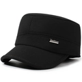 Klassische schwarze Herren-Cadet-Cap aus Baumwolle mit metallischem Vashion-Logo-Detail - Verstellbar 57-58cm / Strukturierte Military Cap Schwarz