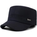 Marineblaue Militärmütze mit Metall-Logo und strukturierter Form für Herren draußen - Verstellbar 57-58cm / Strukturierte Military Cap Blau