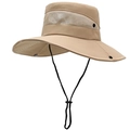 Khaki outdoor zonnehoed met ademende meshband en verstelbaar winddicht koord voor buiten - Eén Maat(58cm) / Khaki