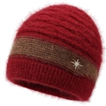 Warme gebreide rode muts voor oudere dames met fonkelende ster en stijlvol detail - Elastisch 56-59cm / Rood