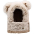 Schattige beige pluche sjaal met capuchon, berenoren en thermisch imitatiebont - Beige