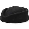 Classic black wool felt flight attendant pillbox hat for women on white background - One Size 57cm / Black