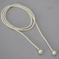 Elegante lange imitatieparel ketting met gouden accenten voor herfsttruien - Lengte ca. 132 cm