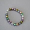 Elegante collana di perle finte multicolore con chiusura magnetica argento - Bracciale / 8mm