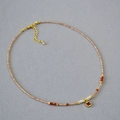 Elegante collana di perline con ciondolo quadrato di rubino e perle d'acqua dolce - Collana