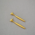 Pendientes largos de gota en oro mate con diseño minimalista de estilo francés elegante - Oro Envejecido