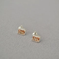 Orecchini a lobo in argento S925 con zirconi rettangolari color ambra in stile minimalista - Argento