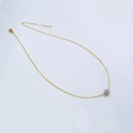 Detail of minimalist gold plated brass necklace with sparkling paved pavé crystal ball - Round Pave Zircon Ball Style (6)