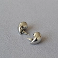 Minimalist silver-plated waterdrop stud earrings with high-polish mirror finish - White Gold