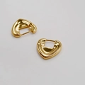 Detail of chunky gold-plated heart-shaped huggie earrings with a polished mirror finish - Gold Thickened Heart Huggie Earrings (26)
