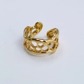 Vue détaillée du motif organique en nid d'abeille sur une bague en laiton plaqué or - Bague Liquide en Nid d'Abeille Creuse Organique (30)