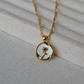 Macro detail of a vintage rose flower pendant featuring white mother of pearl inlay - Rose