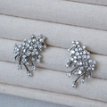 Elegante 925er Silberperlen-Ohrstecker mit funkelndem Zirkonia-Springbrunnen-Design - Feuerwerk-Stil (Ohrstecker)