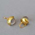 Orecchini vintage in ottone spazzolato oro con sfere in cristallo di vetro - Orecchini