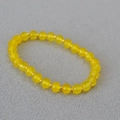 Bracciale minimalista in agata gialla con distanziatori dorati su tessuto grigio - Giallo