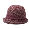 Deep red knit bucket hat for elderly women featuring geometric patterns for winter warmth - One Size 58cm / Red (Small Ring)