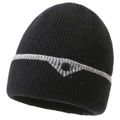 Detalle de gorro de punto acanalado con raya gris en contraste y logotipo en relieve - 56-59cm / Negro
