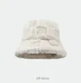 Minimalistische geruite lamswol bucket hat in beige fleece met Immune borduurwerk voor winter - Eén maat / Beige