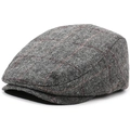 Macro-opname van visgraat wolstof met rood ruitpatroon op de retro herenpet - Verstelbaar (56-59cm) / Grijs Visgraat Geruit