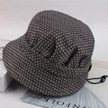 Women's gray textured fisherman bucket hat with shimmering glitter and adjustable drawstring - One Size / Polka Dot Khaki