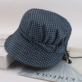 Women's plaid bucket hat in navy blue with subtle glitter finish and adjustable cord - One Size / Polka Dot Gray