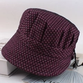 Elderly women's purple plaid basin hat with sparkling sequins and adjustable drawstring cord - One Size / Polka Dot Rose Red