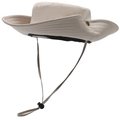 Women's beige wide brim sun hat with adjustable windproof drawstring and metal side buttons - One Size 58cm / Off-white