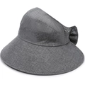 Damen Sonnenhut mit breiter Krempe aus dunkelgrauem Leinenstoff mit schicker Schleife - Einheitsgröße (57-59cm) / Grau