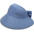 Detailansicht hellblauer Sonnenhut aus Leinen mit breiter Krempe und großer Schleife - Einheitsgröße (57-59cm) / Blau