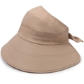 Khaki wide brim sun hat for women with UV protection and stylish bow tie back - Dark Khaki