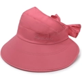 Detail of pink visor with a large decorative bow and breathable mesh fabric texture - Pink