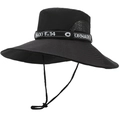 Schwarzer Sonnenhut für Herren mit breiter Krempe und verstellbarer Kordel - Einheitsgröße 58cm / Schwarz