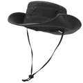 Black wide brim outdoor sun hat with adjustable wind strap for hiking and camping - One Size 58cm / Black