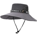 Dunkelgrauer Outdoor-Sonnenhut mit breiter Krempe, atmungsaktivem Netz und Kinnriemen - Einheitsgröße 58cm / Dunkelgrau