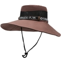 Herren Sonnenhut in Hellbraun mit breiter Krempe, Mesh-Einsatz und Kinnriemen - Einheitsgröße 58cm / Dunkelbeige