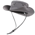 Gray wide-brimmed outdoor sun hat with adjustable chin strap and side snaps - One Size 58cm / Gray