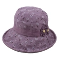 Detailansicht lila Sonnenhut für Damen mit Gänseblümchen-Druck und Blumen-Applikation - Einheitsgröße 58cm / Lila (Blumenmuster)