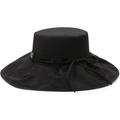 Breathable black wide brim sun hat with ribbon bow and metal buckle for women - One Size 58cm / Black