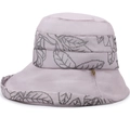 Breathable lavender sun hat for women with grey leaf patterns and gold leaf pendant - One Size / Beige