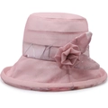 Sombrero de sol rosa para mujer mayor con adorno floral y tejido de malla fresca - Talla única / Rosa