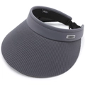 Women's grey minimalist sun visor hat with wide brim for UV protection in summer - Adjustable 57-59cm / Gray