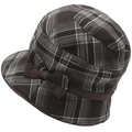 Retro brown plaid bucket hat with elegant bow detail on a clean white background - One Size(Adjustable) / Black