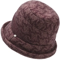 Women's vintage bucket hat in burgundy wool blend with marble pattern and metal detail - One Size(Adjustable) / Red