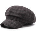 Klassieke Britse wollen newsboy-pet met donkerbruin ruitpatroon voor een retro look - Verstelbaar 56-58cm / Bruin