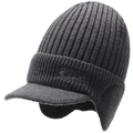 Winter gebreide muts met oorkleppen en vizier in donkergrijs sportieve stijl - Eén Maat (Elastisch 56-59cm) / Lichtgrijs