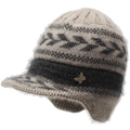 Gebreide wintermuts voor dames met oorbescherming, jacquardpatroon en vlinderdetail - Elastisch 56-59cm / Khaki