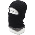 Mens thick thermal knit balaclava with fleece lining for winter wind protection - Elastic 56-60cm / Black