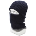Men's navy thermal knit balaclava with thick fleece lining for winter wind protection - Elastic 56-60cm / Blue