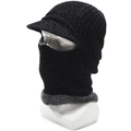 Detail view of thickened polar fleece lining and knit texture of the winter cycling hat - Elastic 56-60cm / Black (With Brim)