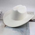 White felt cowboy hat with classic creased crown and curved brim on a minimal background - Milky White Plain